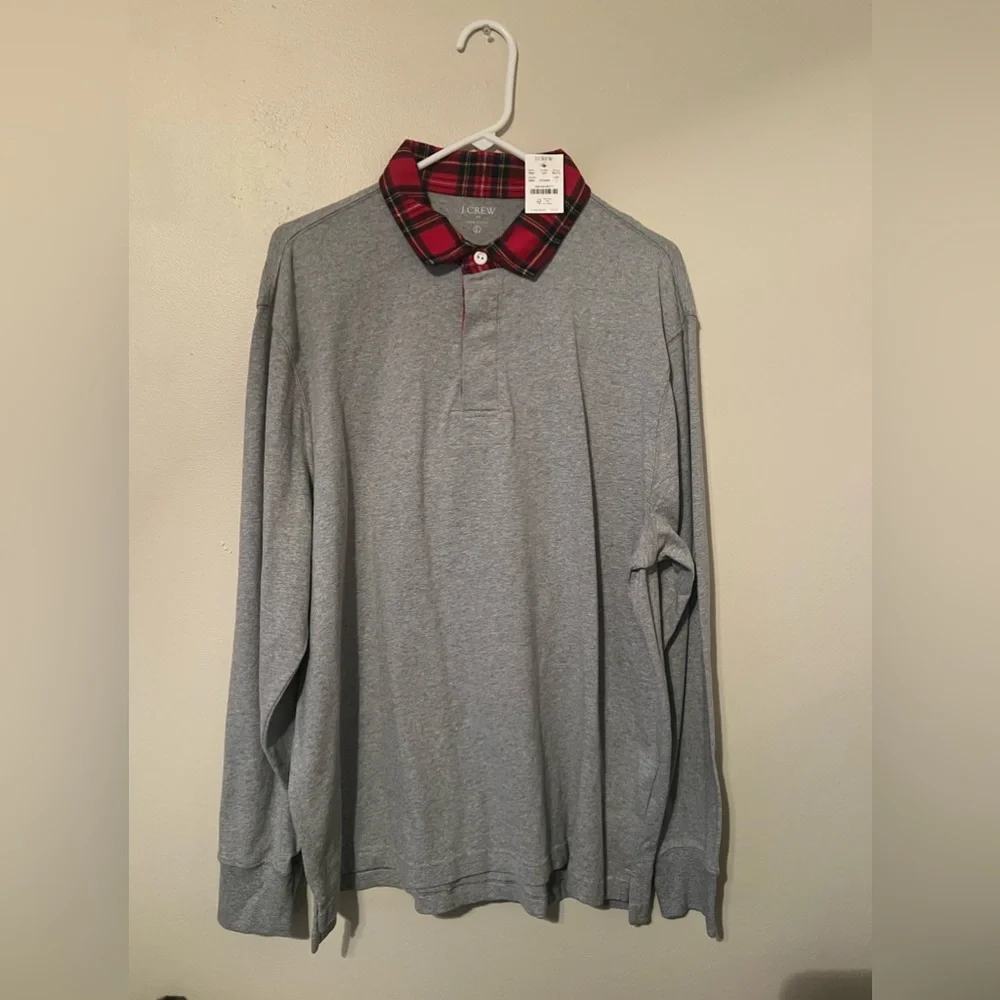 Men’s J Crew Rugby Shirt with Flannel Collar - Picture 2 of 5
